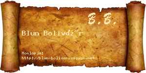 Blun Bolivár névjegykártya